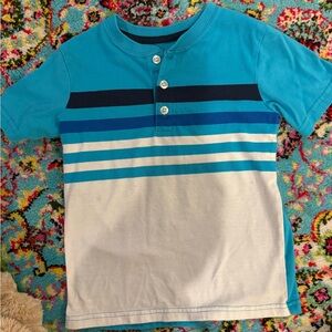 3 for $20! Kids Boys' size 5 polo blue turquoise Stripe Short-Sleeve Henley Polo